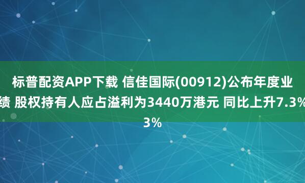 标普配资APP下载 信佳国际(00912)公布年度业绩 股权持有人应占溢利为3440万港元 同比上升7.3%