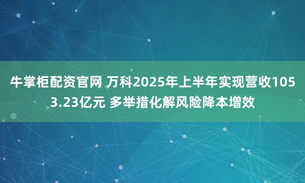 牛掌柜配资官网 万科2025年上半年实现营收1053.23亿元 多举措化解风险降本增效