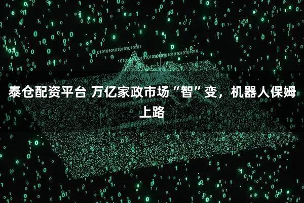 泰仓配资平台 万亿家政市场“智”变，机器人保姆上路